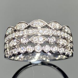 9ct White Gold Diamond Set Wide Half Eternity Ring