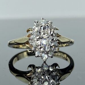 Pre-owned 9ct Gold Marquise Shape Diamond Cluster Ring