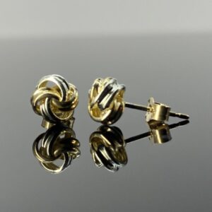 9ct Two Colour Gold Knot Studs