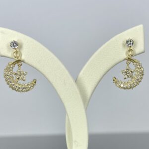 9ct Gold Cubic Zirconia Set Moon and Star Earrings